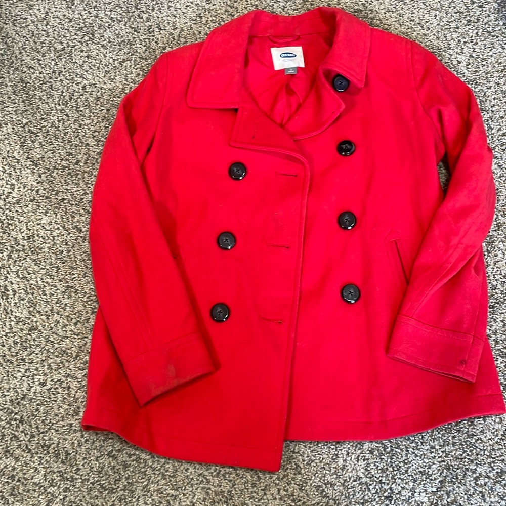 Red Old Navy Double Breasted Coat